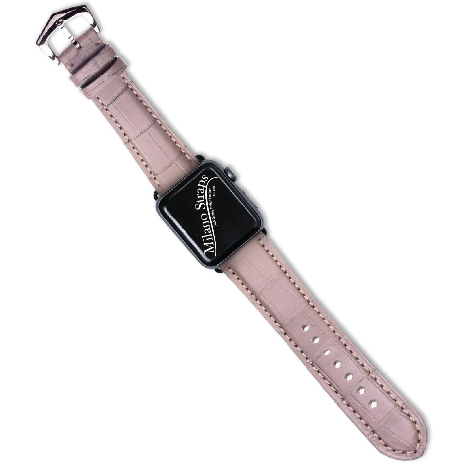 Apple Watch Leather Band ™ Grey Matt Alligator Watch Strap - Milano Straps