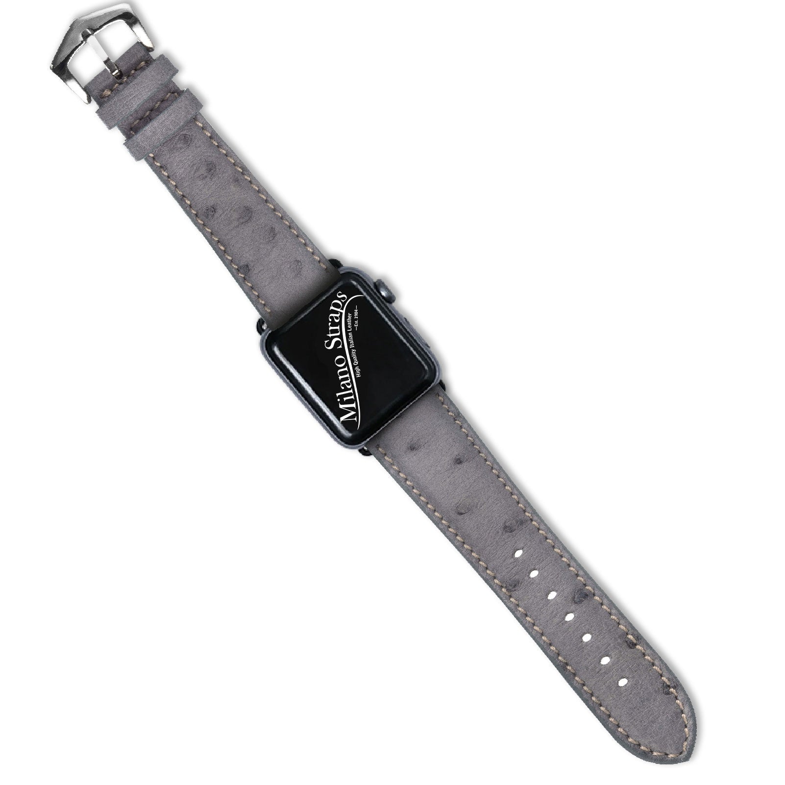 Apple Watch Leather Band ™ Grey Ostrich Leather Strap - Milano Straps
