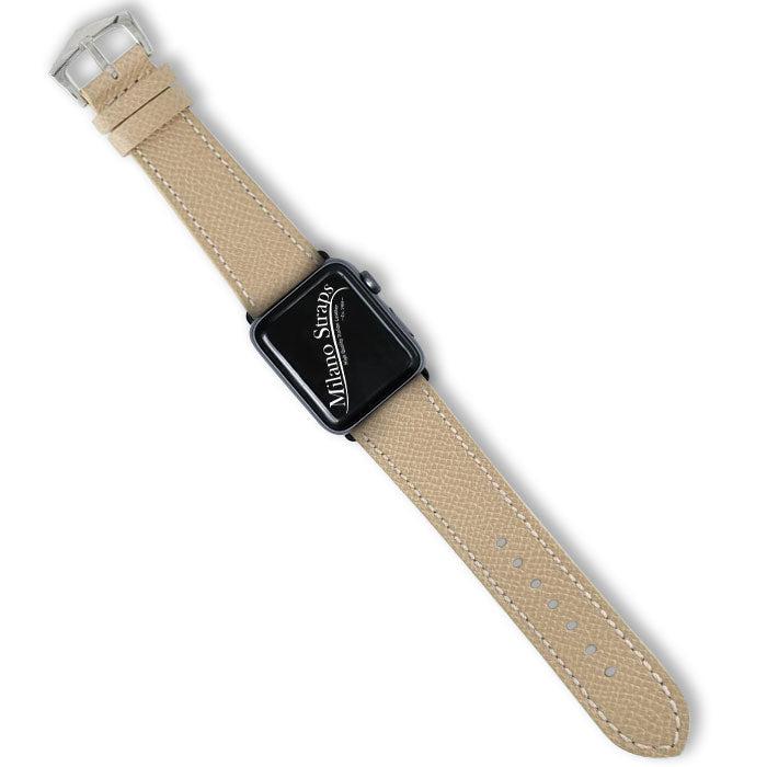 Apple Watch Leather Band ™ Hammered Sand Ecru Stitches - Milano Straps
