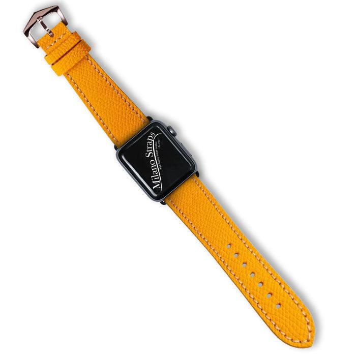Apple Watch Leather Band ™ Hammered Yellow Ecru Stitches - Milano Straps