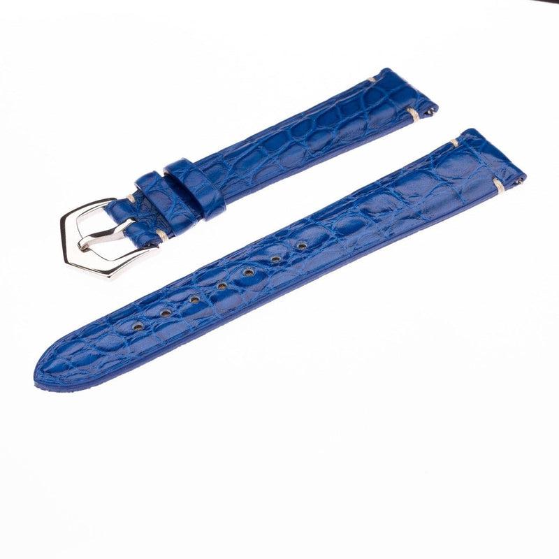 Apple Watch Leather Band ™ Light Blue Matt Alligator Minimal Stitches Watch Band - Milano Straps