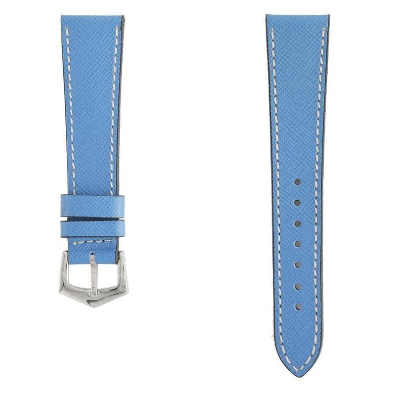 Apple Watch Leather Band ™ Light Blue Saffiano Ecru Stitches - Milano Straps