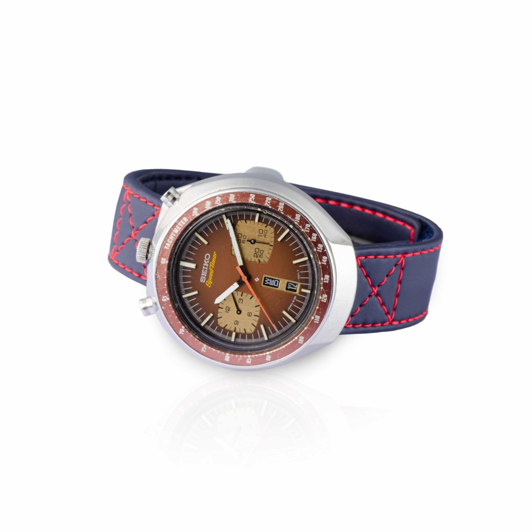 Blue Velcro® Watch Band Red Stitches - Milano Straps - #Watch Bands#