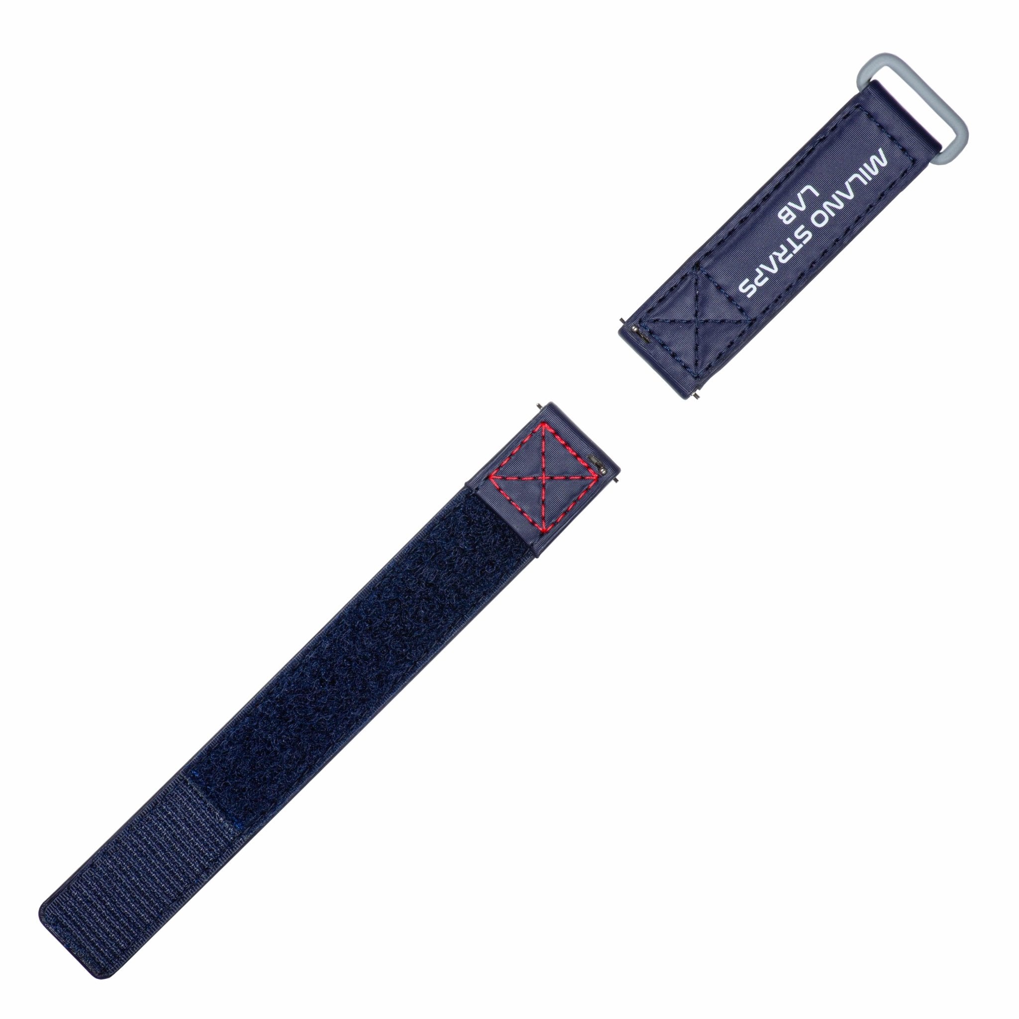 Blue Velcro® Watch Band Red Stitches - Milano Straps - #Watch Bands#
