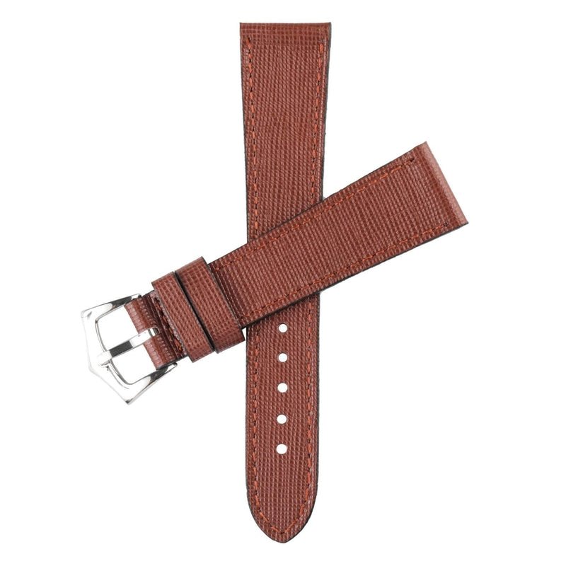 Brown Saffiano Leather Watch Strap - Milano Straps