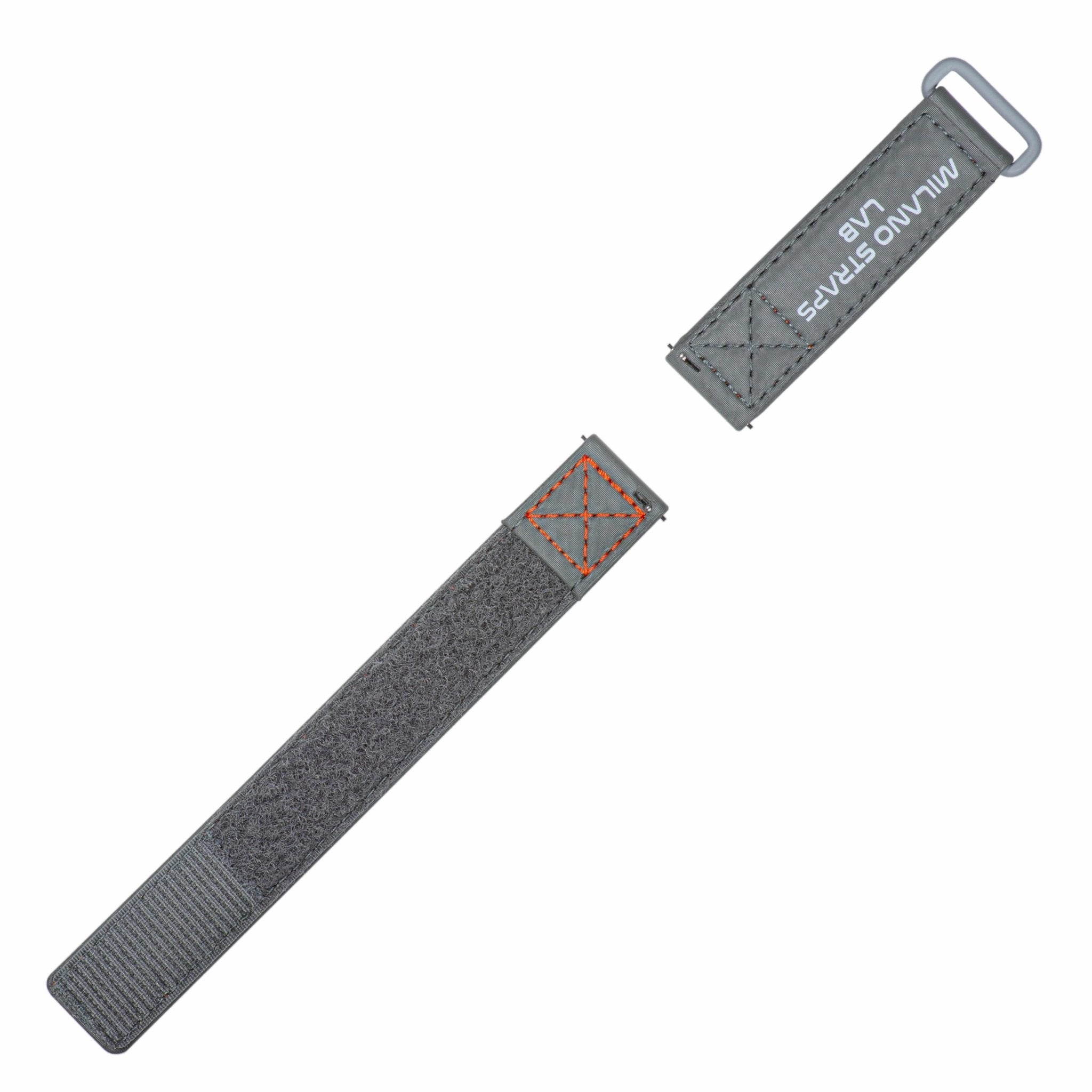 Grey Velcro® Watch Band Red Stitches - Milano Straps - #Watch Bands#