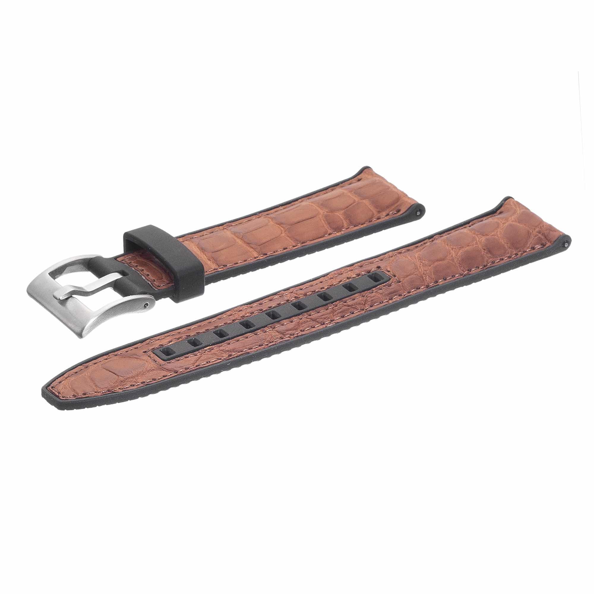 Rubber Light Brown Alligator Watch Band - Milano Straps - #Watch Bands#