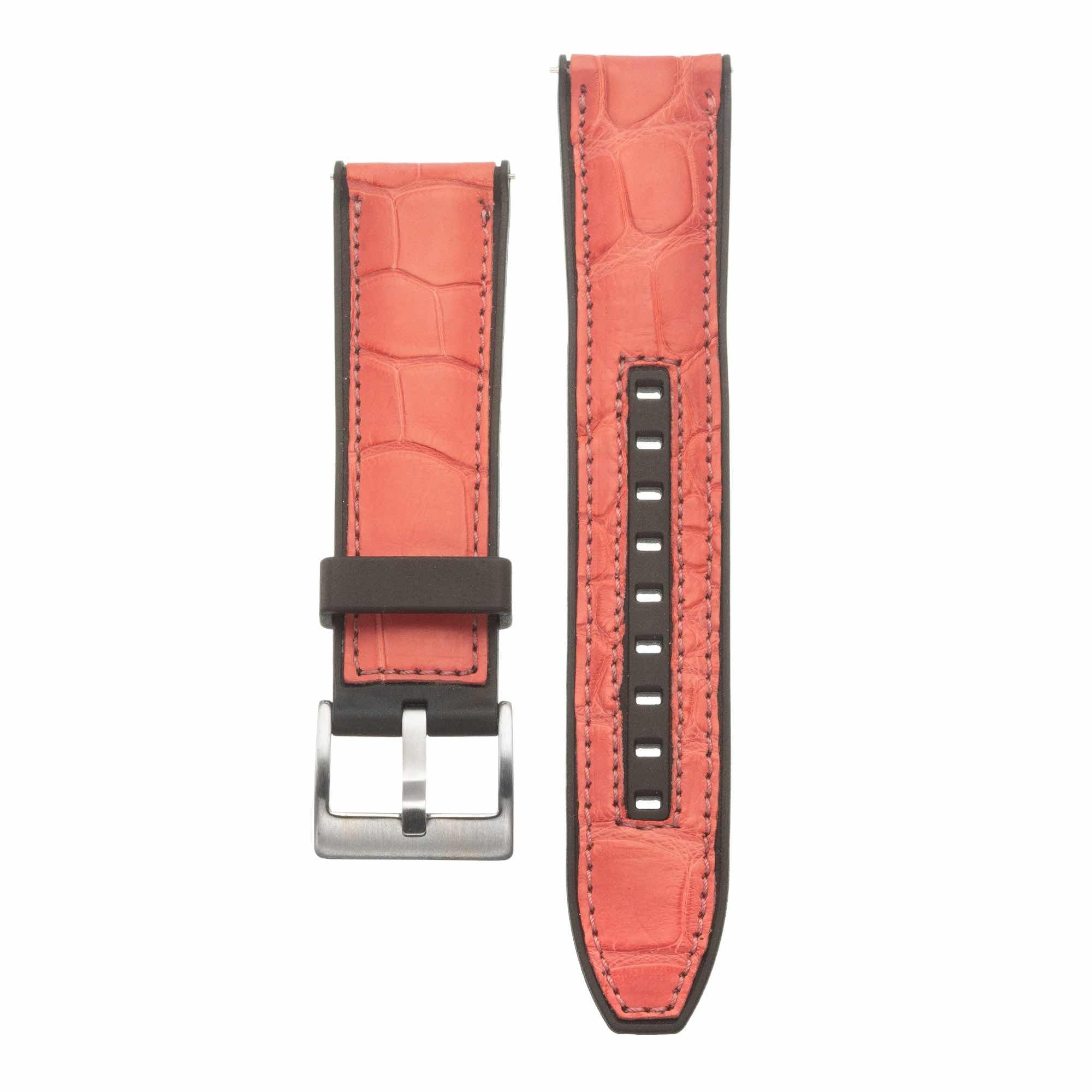 Rubber Pink Alligator Watch Band - Milano Straps - #Watch Bands#